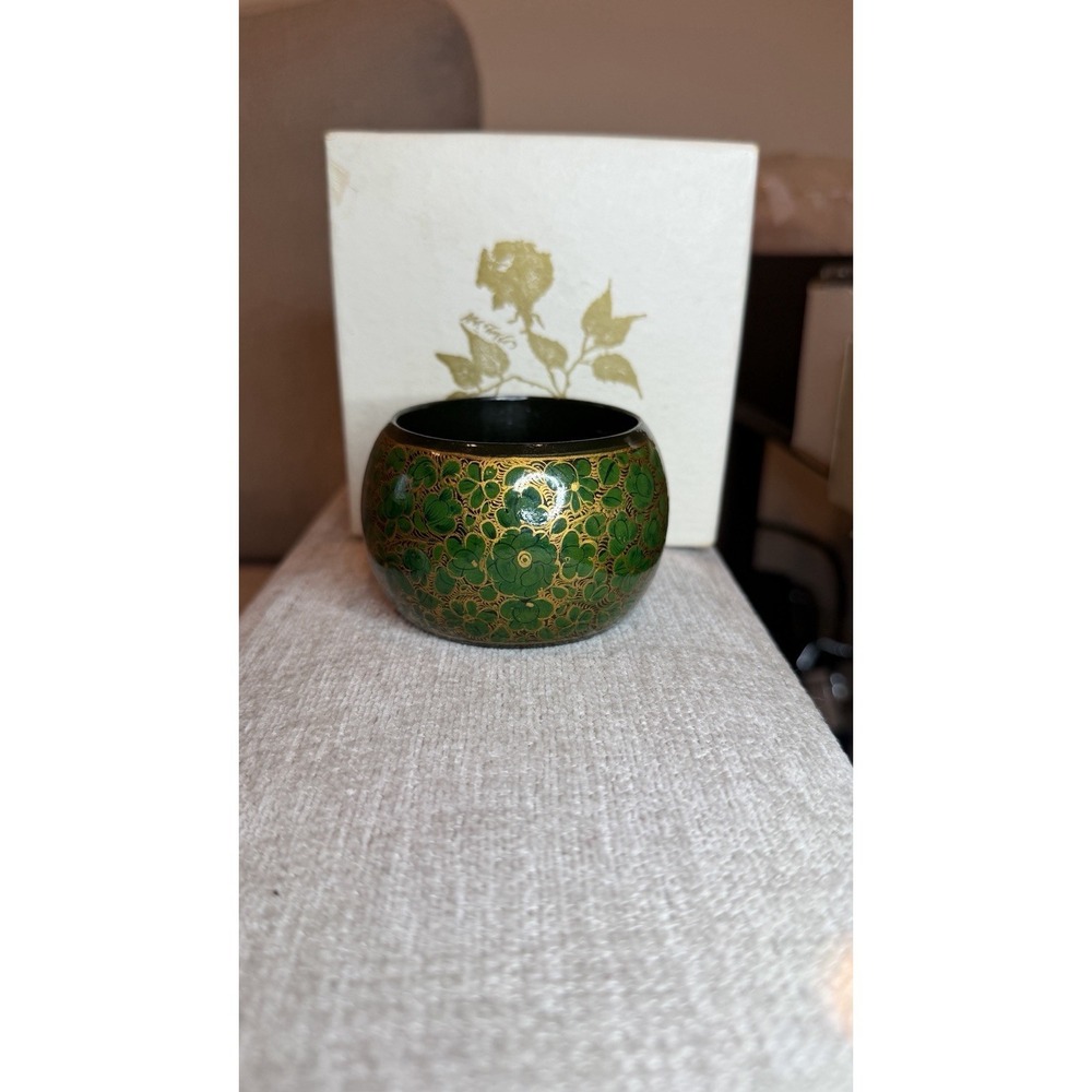 Vintage‎ Green Gold Floral Bangle Bracelet Made in India